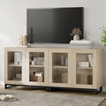 WAMPAT Modern TV Stand with Glass Doors by WAMPAT