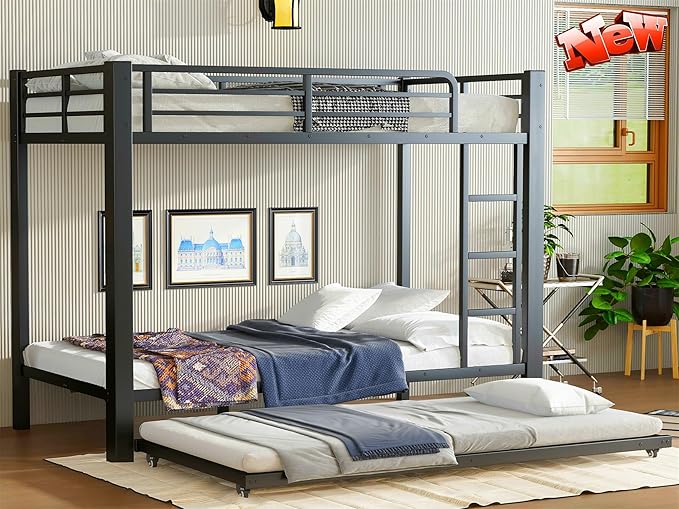 LUCALEO Stronger & Truly Reinforced Heavy Duty Metal Bunk Bed Twin XL Over Twin by Unknown
