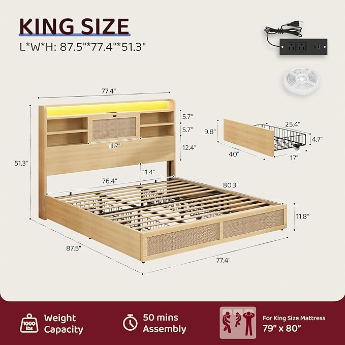 King Size Rattan Bed Frame - Image 2