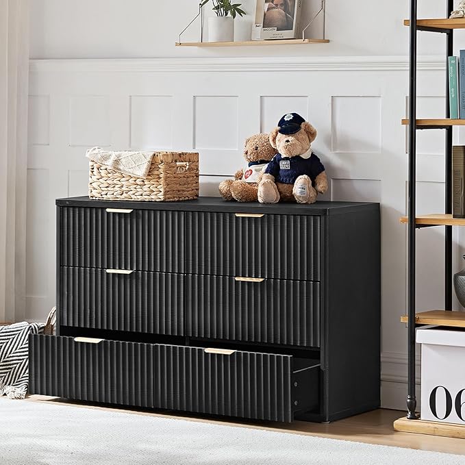 LEYAOYAO 48" Wide Fluted Dresser and 3 Drawers 23" Nightstand Set of 2 - Image 6