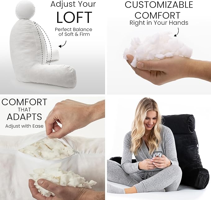 Husband Pillow Medium Aspen Edition Stable Black, Sit Up Reading & Bed Rest - Image 2