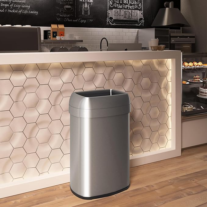 iTouchless 61 Liter / 16 Gallon Open Top Kitchen Trash Can & Recycle Bin - Image 3
