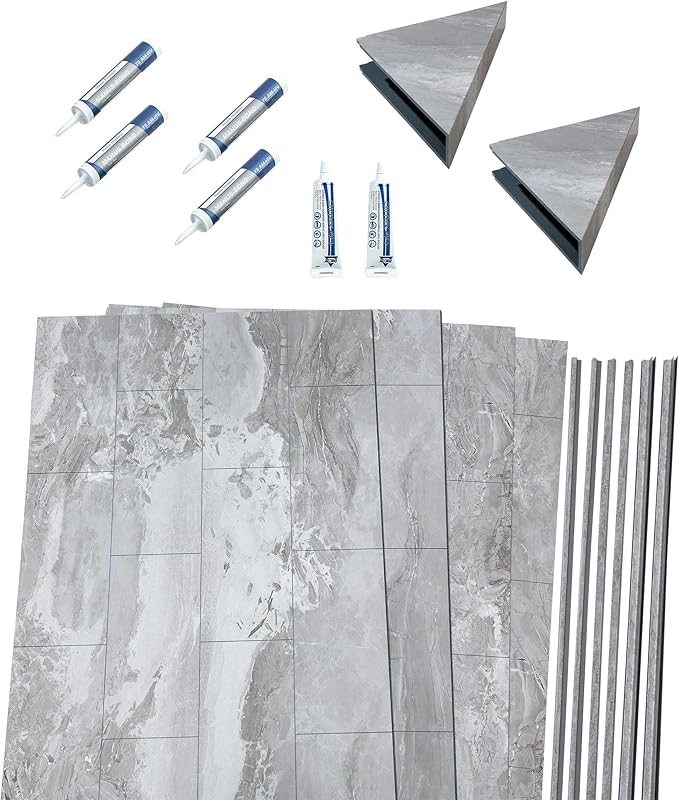 Palisade 78in x 60in x 30in Waterproof Vinyl Shower Surround Kit - Image 2