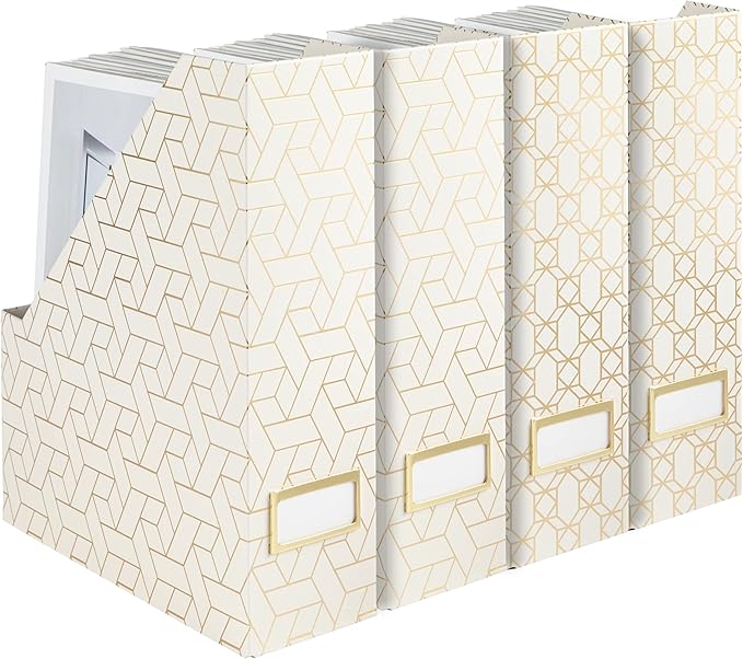 BLU MONACO | Cardboard Magazine File Holder Set of 4 | Vertical Magazine File by Blu_Monaco