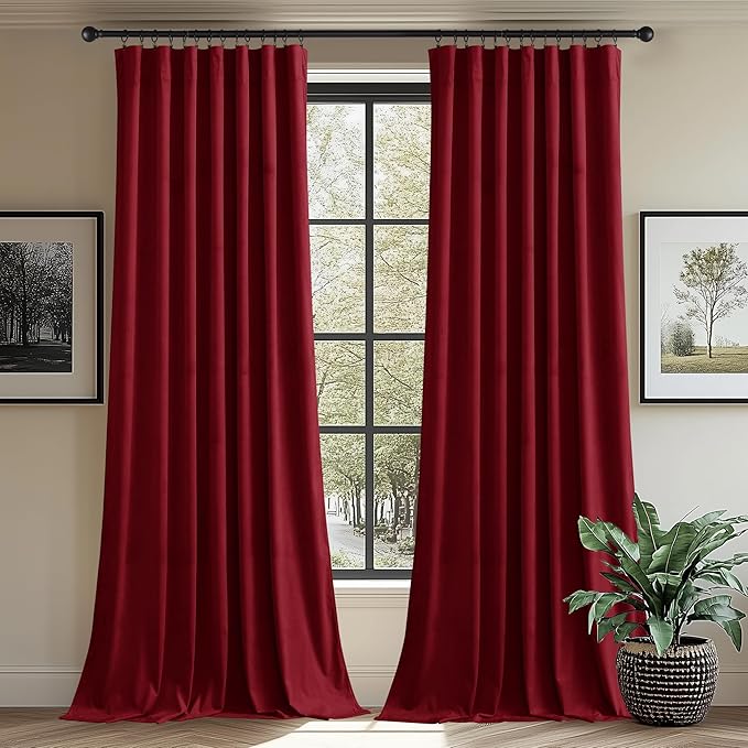 StangH Christmas Velvet Curtains 96 inches Long Heavy-Duty Large Window Drapes by StangH