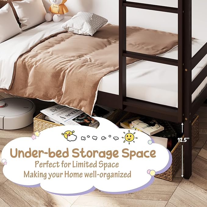 KOMFOTT Wood Bunk Bed Twin Over Twin, Bunk Bed - Image 6