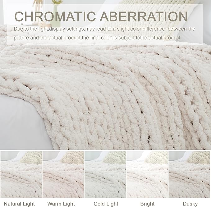 Chunky Knit Throw Blanket 60"X 80", 100% Handmade - Image 6