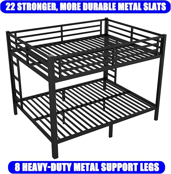 Upgraded Version Thickened Metal Heavy-Duty Queen Over Queen Bunk Bed, Best - Image 7