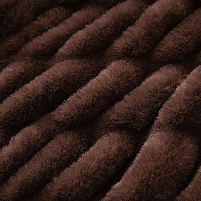 BATTILO HOME Chocolate Brown Faux Fur Throw Blanket - Image 6