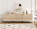 WAMPAT 94.5" W Fluted Dresser for Bedroom, Modern 9 Drawer Dresser TV Stand by WAMPAT