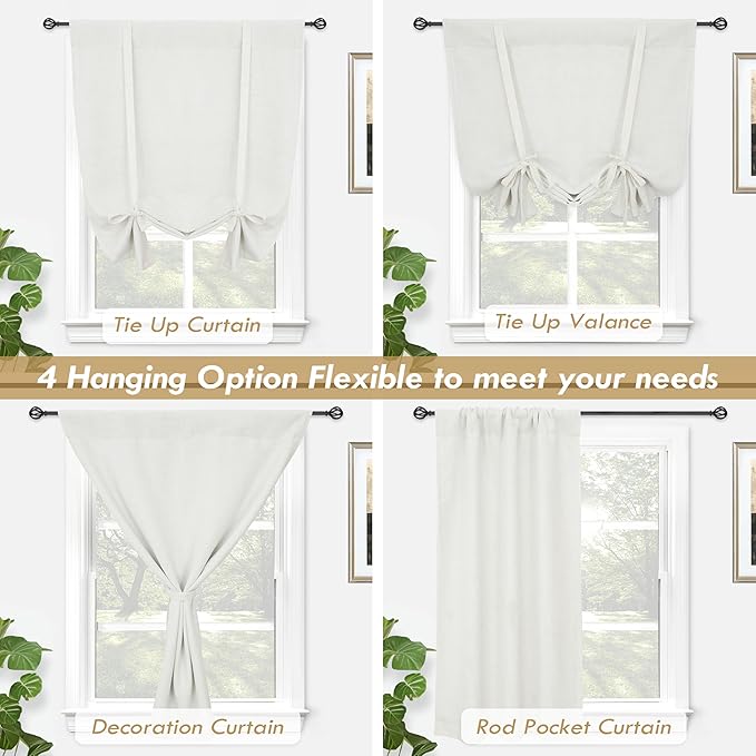 DriftAway Double Layer Linen Blackout Tie Up Curtains Thermal Insulated Fully - Image 9