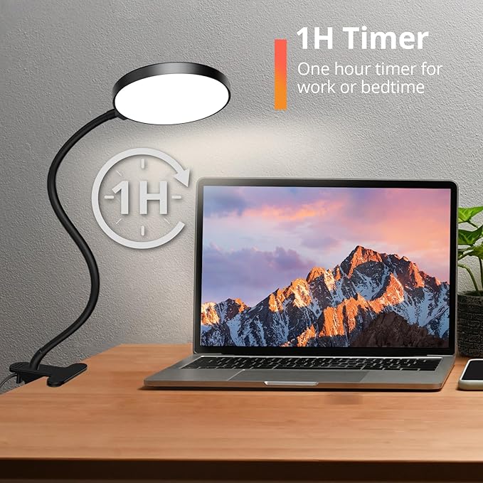 Reading Light with Remote, LED Desk Lamp Clip on RA>95 Dimmable Flexible - Image 6