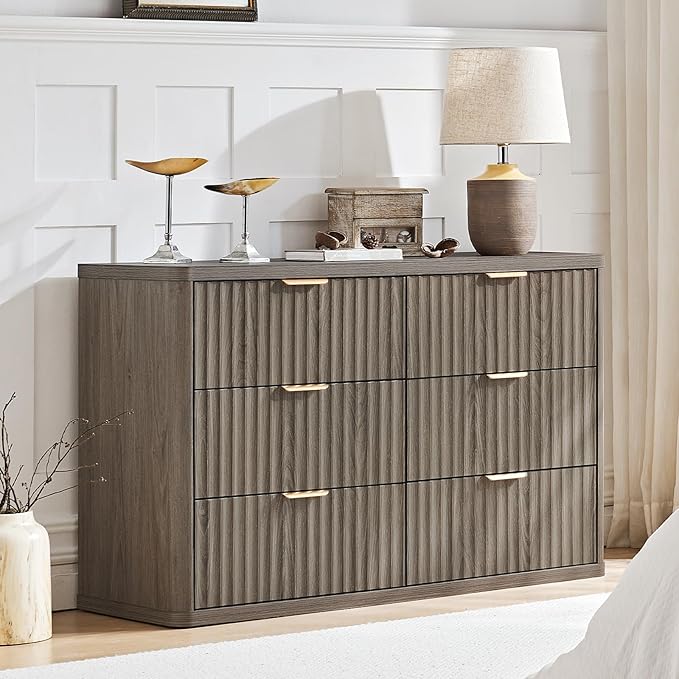 LEYAOYAO 48" Wide Fluted Dresser and 3 Drawers 23" Nightstand Set of 2 - Image 8
