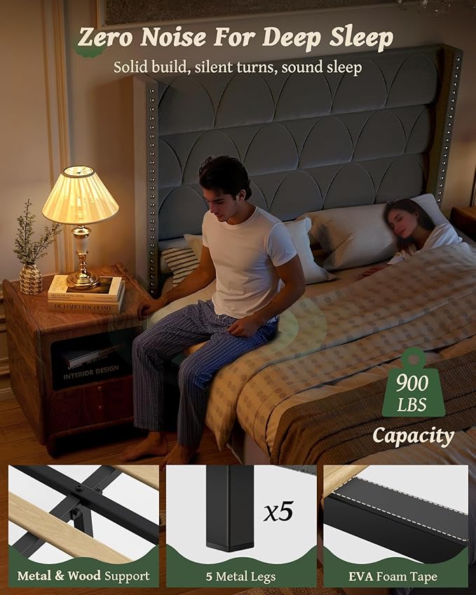 Queen Size Bed Frame with 56" Headboard - Image 3