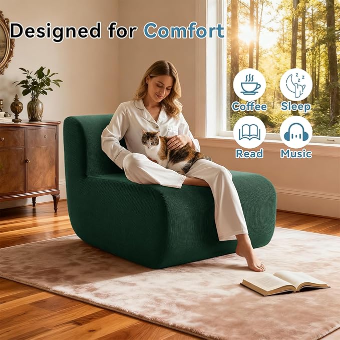 Single Boneless Chairs, Fireside Beanbag Chair Upholstered Cloud Sofa Chair - Image 3