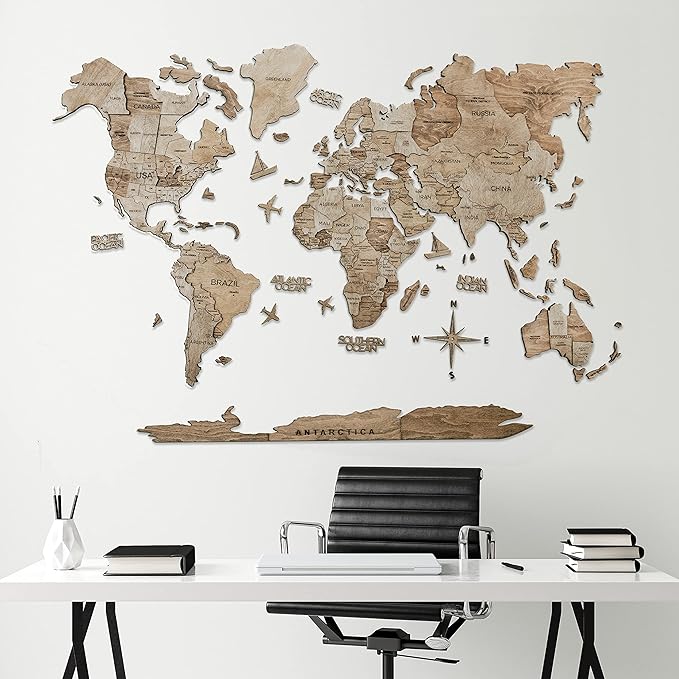 Handmade 3D Wood World Map Wall Art Large Wall Decor Track Your World Travels - Image 7