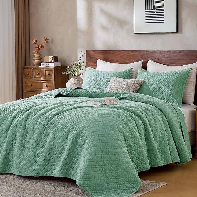 DOWN HOME Twin Quilt Set with Sham Lightweight Quilted Bedspread Coverlet Thin by DownHome-FashionBeddingCollection