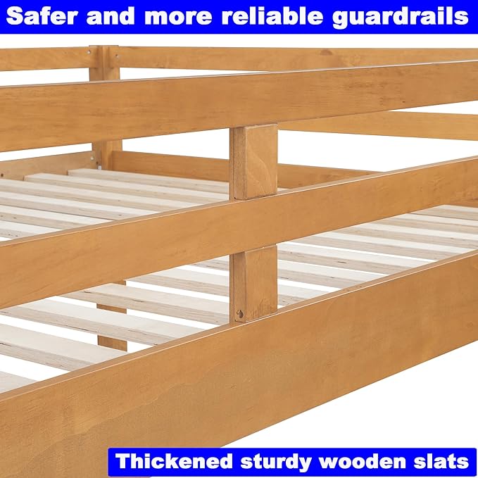 Upgraded Version Thicken Solid Wood Queen Over Queen Bunk Bed - Image 5