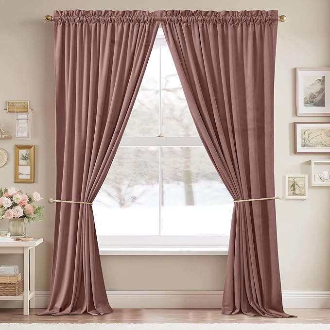 StangH Mauve Rose Velvet Curtains - Image 2