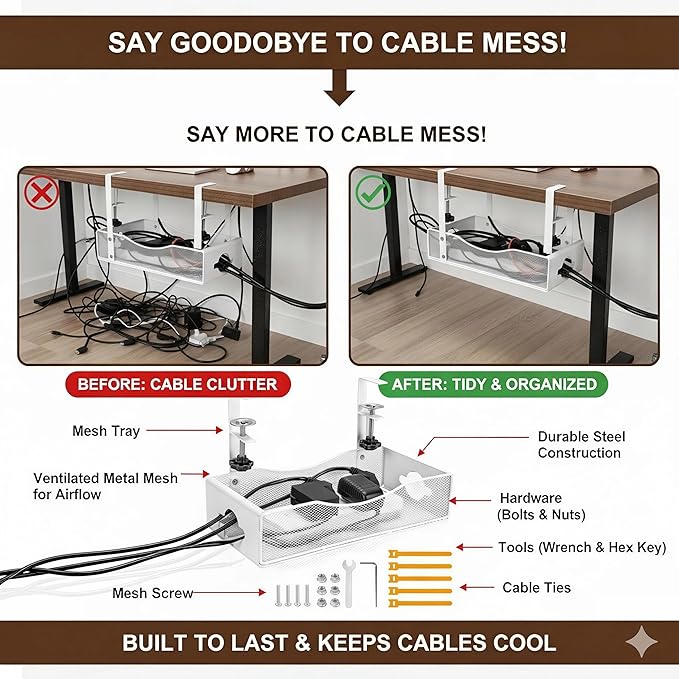 Extra Wide Under Desk Cable Management - Image 5