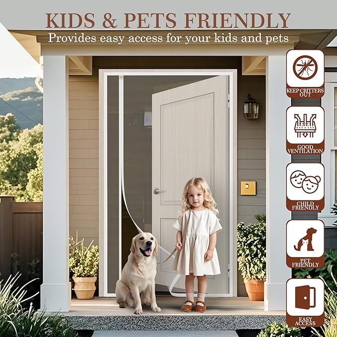 Yotache Reversible Left/Right Opening Magnetic Screen Door Fits 48 x 96 inch - Image 7