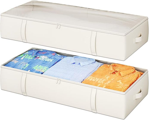 2-Pack Under Bed Storage Containers, 8 Inches Tall Underbed Clothes Storage by Makestorageclosetolife