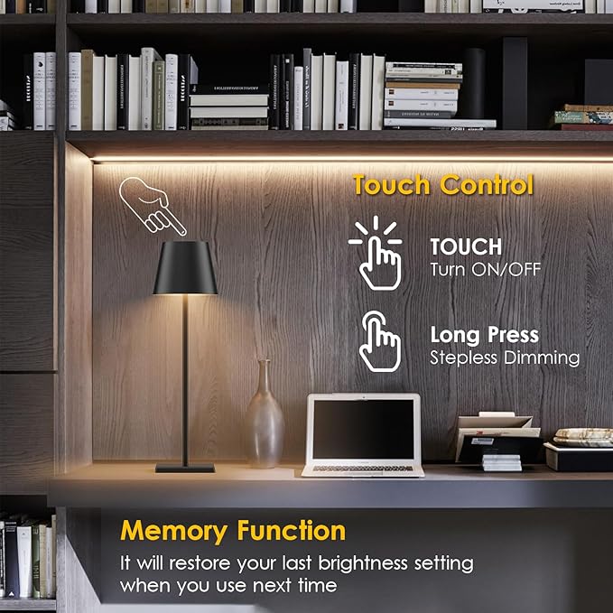 4-Pack LED Rechargeable Table Lamp, Battery Desk lamp 3W 6000mAh Battery - Image 3
