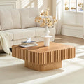 LKTART Square Coffee Table for Living Room, Accent Fluted Coffee Table by LKTART