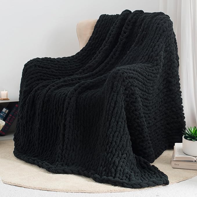 Chunky Knit Throw Blanket 60"X 80", 100% Handmade - Image 7
