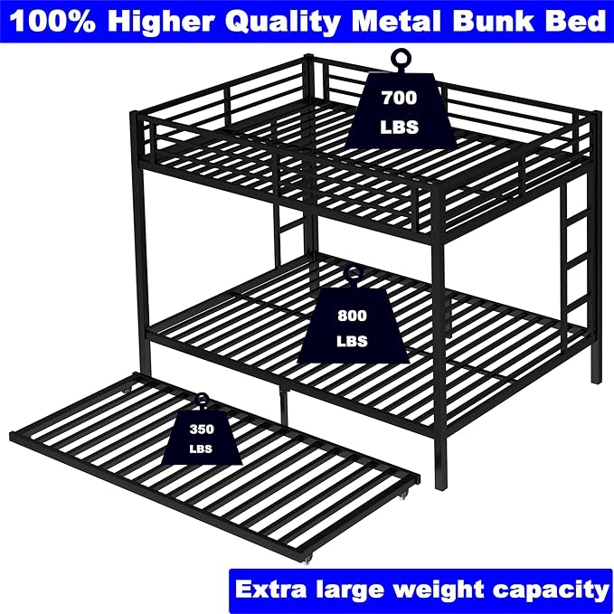 Upgraded Version Thicken Stronger Metal Heavy-Duty Queen Over Queen Bunk Bed - Image 5