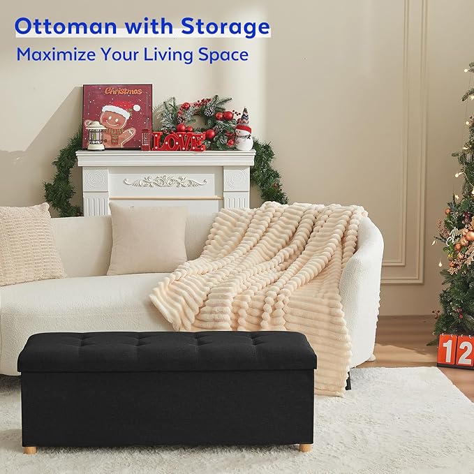 BRIAN & DANY 43 Inches Folding Storage Ottoman Bench, Ottoman - Image 7