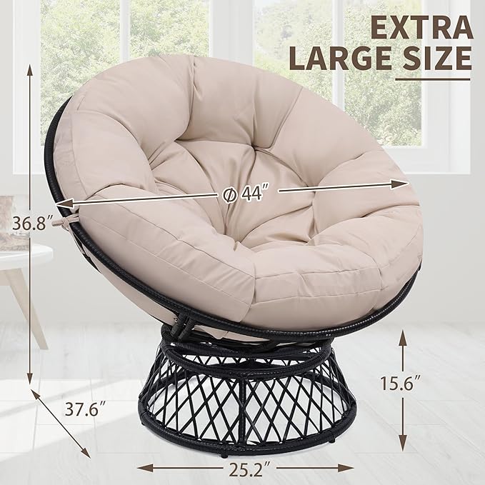 46" Giant Oversized Ergonomic Rattan Papasan Chair - Image 2