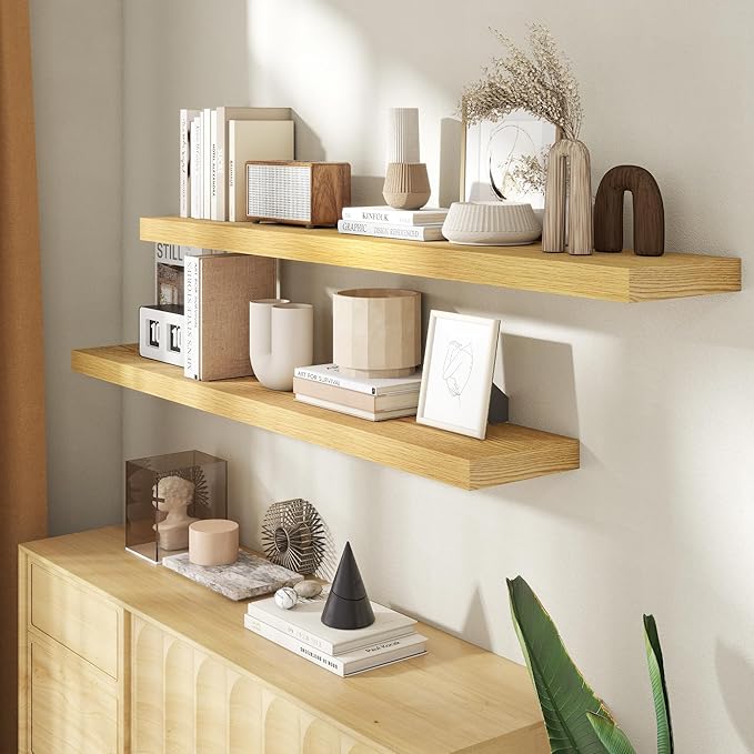 55 Inch Floating Shelves for Wall, 8 Inch Deep Floating Shelf for Storage & - Image 2