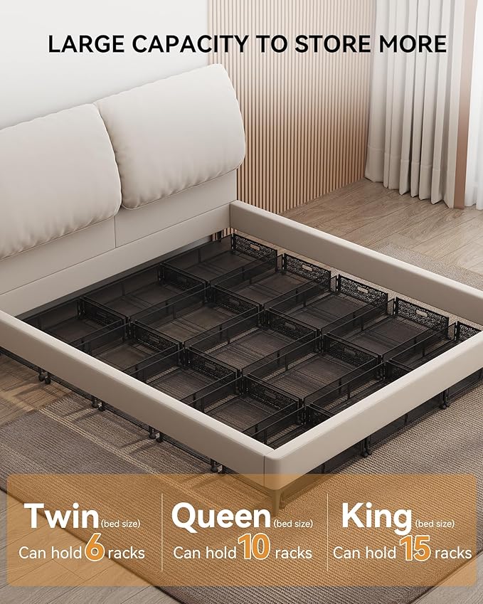 Under Bed Storage with Wheels, Foldable Pattern Carved Metal Under The Bed - Image 5