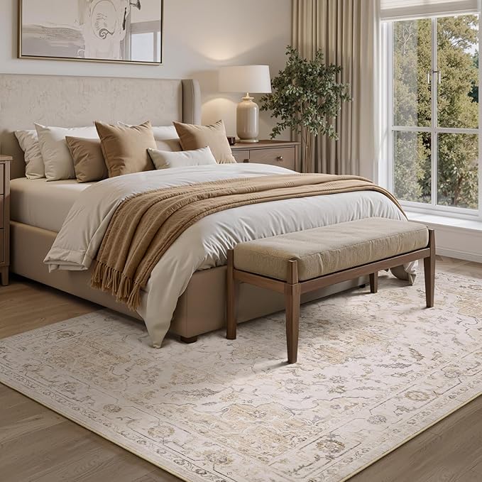 PADOOR 8X10 Area Rug, Rugs for Living Room, Soft Beige Rugs for Bedroom - Image 4
