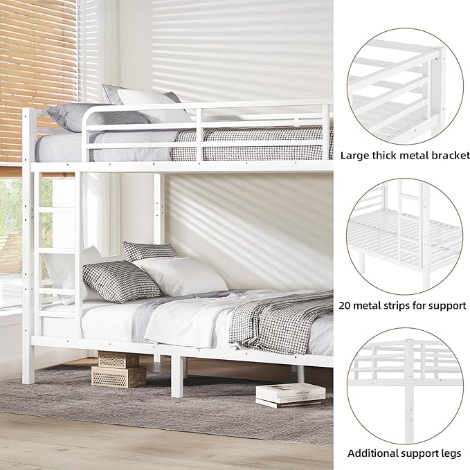 Full XL Bunk Bed Frame, Heavy Duty Metal Loft Bed - Image 3