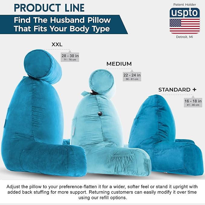 Husband Pillow Aspen Rodeo Blue, Reading Pillow Bed Rest Chair, Two-Sided - Image 5