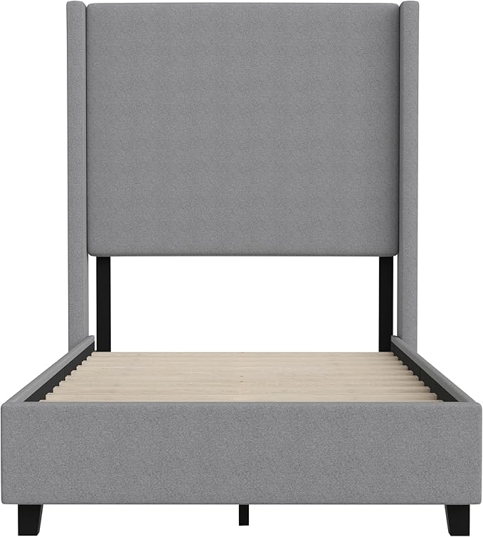 EMMA + OLIVER Nora Twin Size Faux Linen Upholstered Platform Bed - Image 7