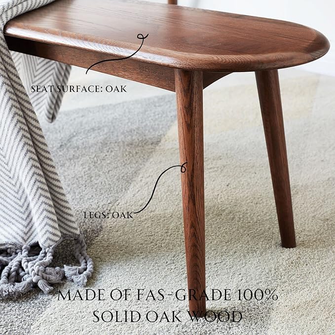 100% Solid Oak Indoor Dining Bench, Wood Bench - Image 5