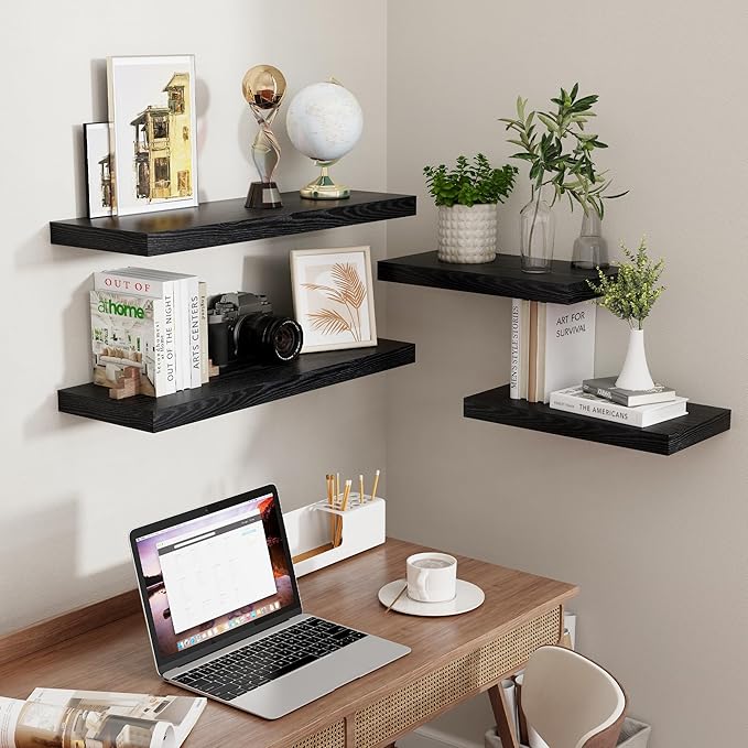 Fun Memories 32 Inch Floating Shelves, Wall-Mounted Bathroom Shelves Set of 2 - Image 5