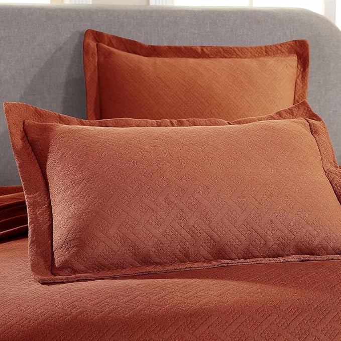 Superior 3 Piece Basketweave Cotton Bedspread Set, Home Bed Decor, Decorative - Image 4
