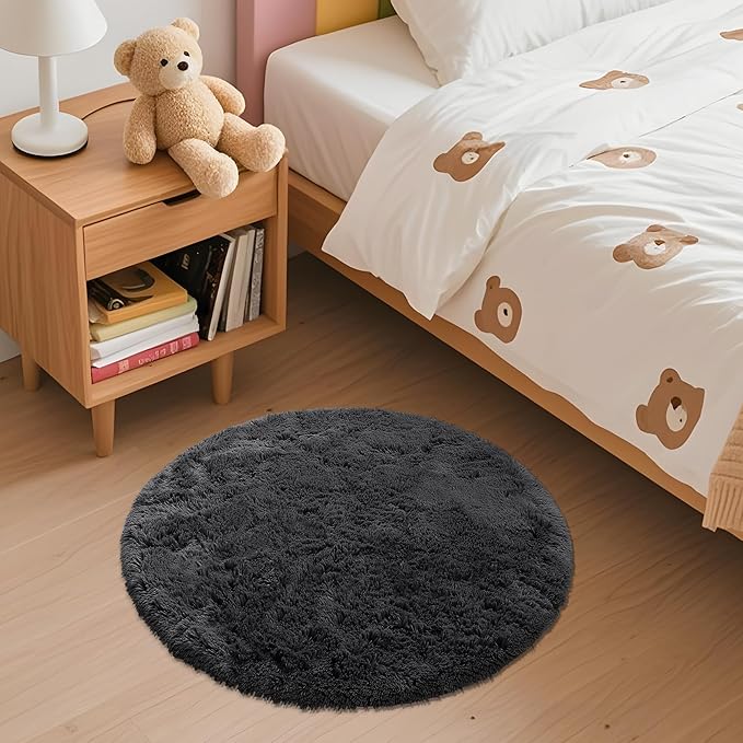OLANLY Black Round Rugs for Bedroom - Image 2