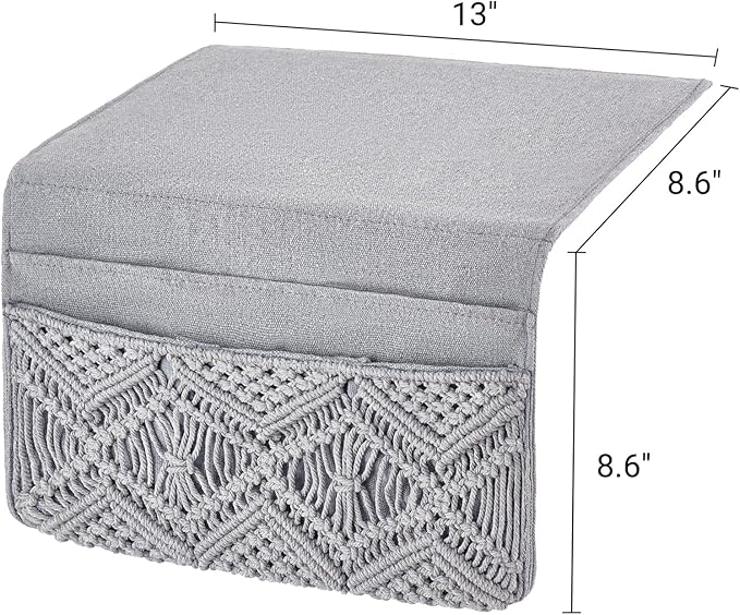Mkono Macrame Bedside Caddy Storage Organizer Boho Remote Control Tablet - Image 5