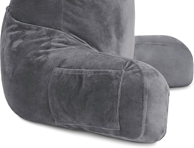 Husband Pillow Dark Grey, Standard+ Original Reading Pillow in Bed Rest Chair - Image 7
