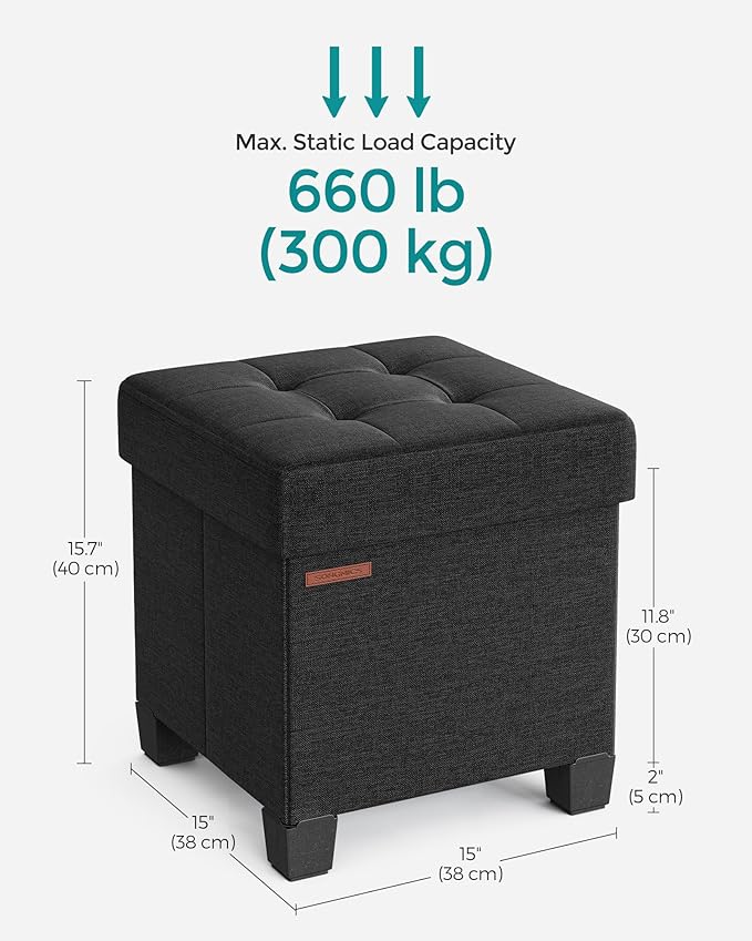 SONGMICS Storage Ottoman, Small Ottoman Foot Rest - Image 2