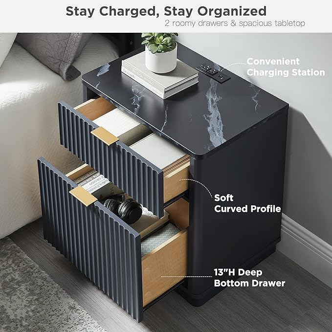 T4TREAM 23'' Fluted Nightstand Set of 2 - Image 4