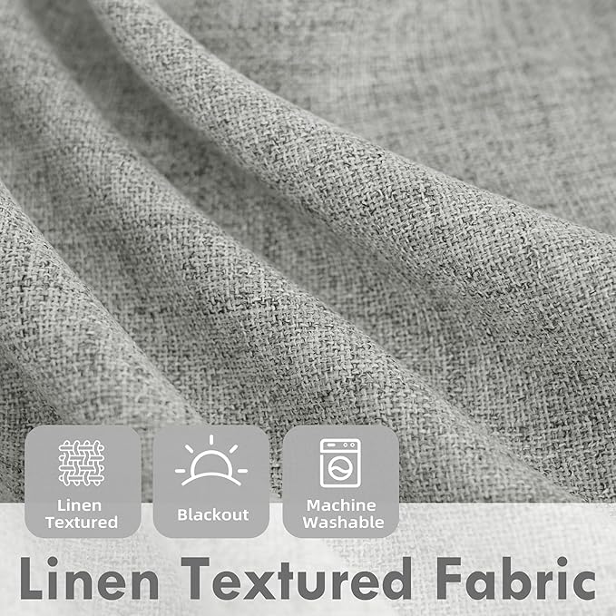 DriftAway Double Layer Linen Blackout Tie Up Curtains Thermal Insulated Fully - Image 3