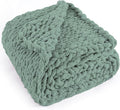Chunky Knit Throw Blanket 60"X 80", 100% Handmade by LONGCREATE