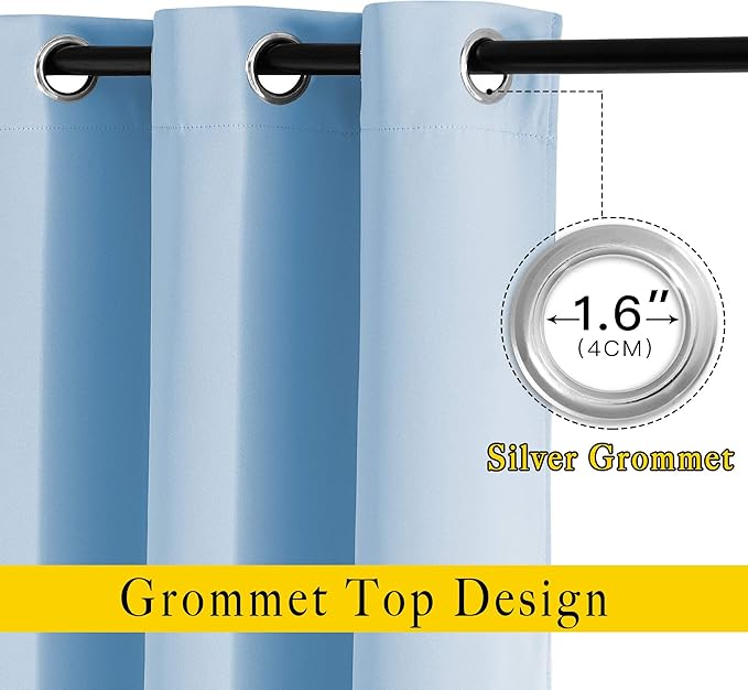 NICETOWN Blue Bedroom Blackout Curtains - Image 2