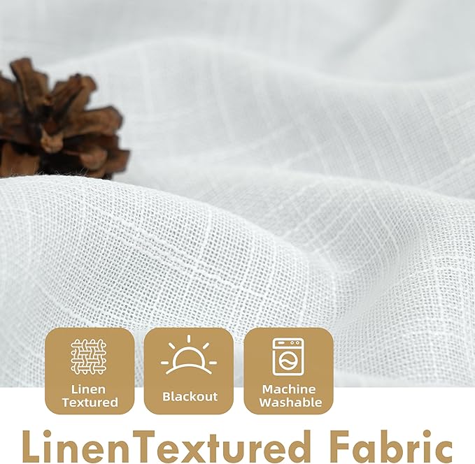 DriftAway Double Layer Linen Blackout Tie Up Curtains Thermal Insulated Fully - Image 4
